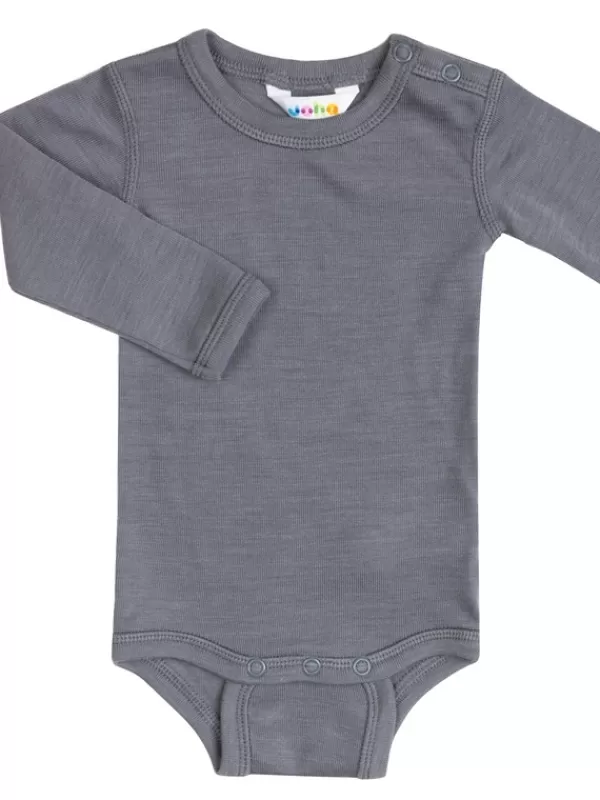 Uldundertøj Til Baby>Termoland Grå Eller Sort Body I Uld/silke Med L/æ